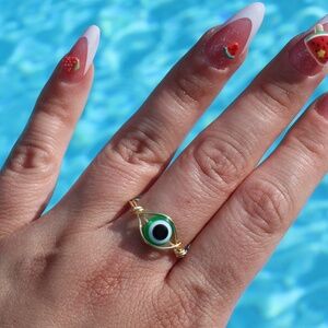 Green Evil Eye Ring | Adjustable Rings | Green | Evil Eye